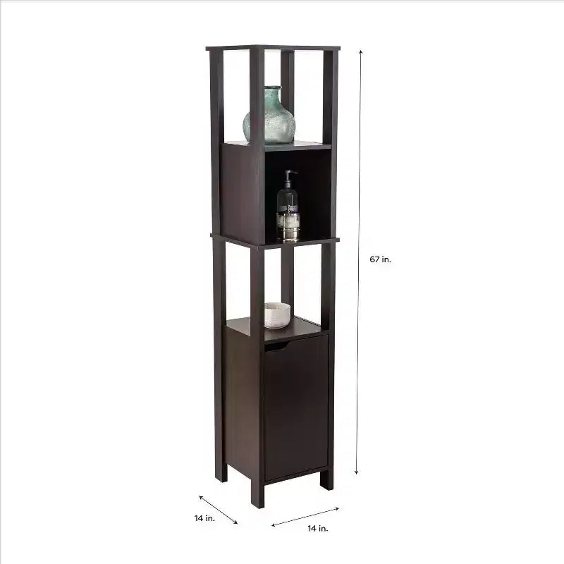 Mobile contenitore alto in MDF con 5 ripiani, espresso, 35,9 x 35,9 x 170,2 cm
