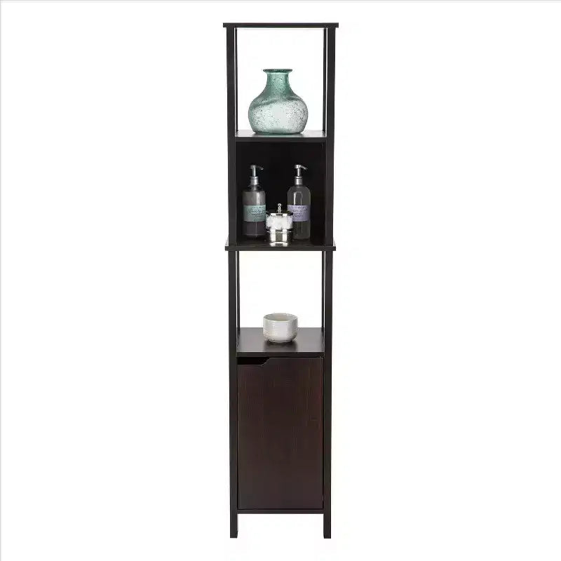 MDF Tall Storage Cabinet with 5 Shelves Espresso 14.13''x14.13''x67''