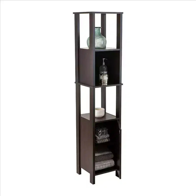 Mobile contenitore alto in MDF con 5 ripiani, espresso, 35,9 x 35,9 x 170,2 cm