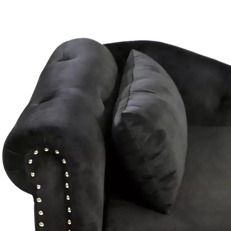 Chaise longue rivestita in velluto con struttura in legno massiccio e contenitore nascosto 148x63x72 cm