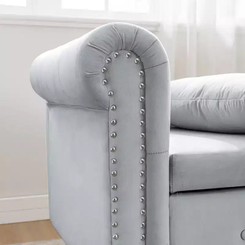 Chaise longue rivestita in velluto con struttura in legno massiccio e contenitore nascosto 148x63x72 cm