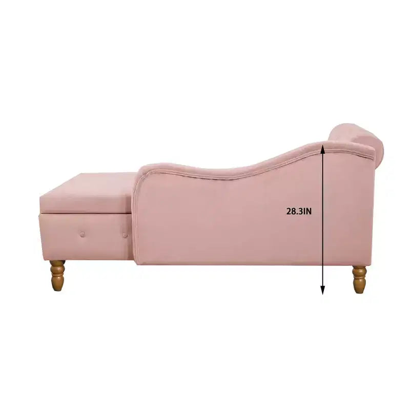 Chaise longue rivestita in velluto con struttura in legno massiccio e contenitore nascosto 148x63x72 cm