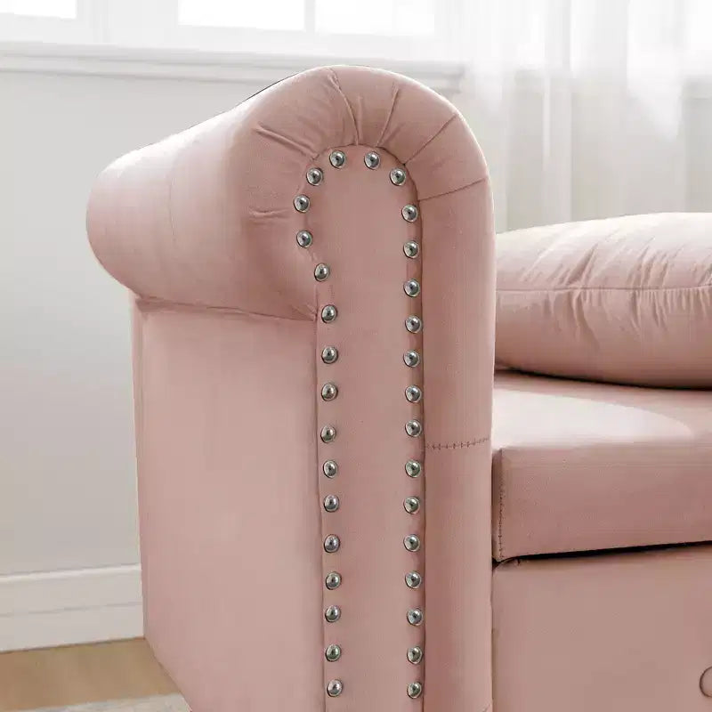 Chaise longue rivestita in velluto con struttura in legno massiccio e contenitore nascosto 148x63x72 cm