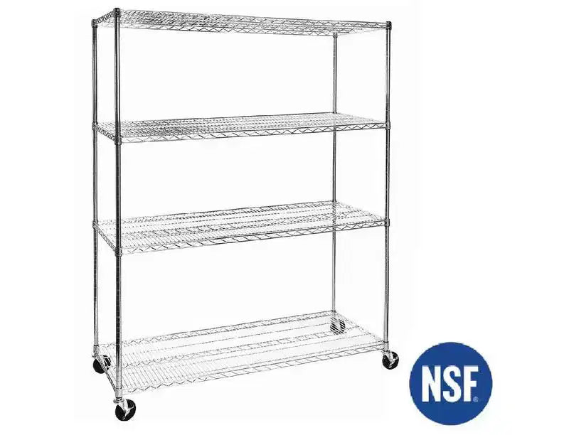 Scaffalatura a 4 ripiani in filo d'acciaio con certificazione NSF 60''x24''x76''