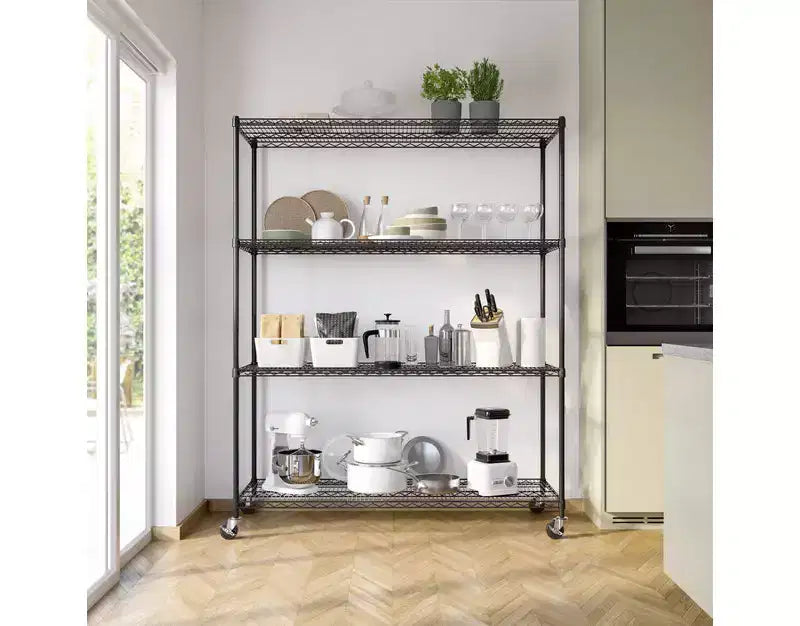 Scaffalatura a 4 ripiani in filo d'acciaio con certificazione NSF 60''x24''x76''