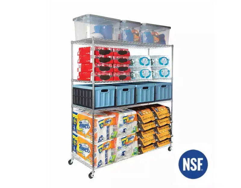 Scaffalatura a 4 ripiani in filo d'acciaio con certificazione NSF 60''x24''x76''