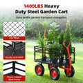 880lbs/1400lbs Steel Garden Dump Cart, Heavy Duty Yard Dump Utility Wagon,Utility Metal Wagon , 10-Inch Wheels Perfect for Garden, Farm, Yard