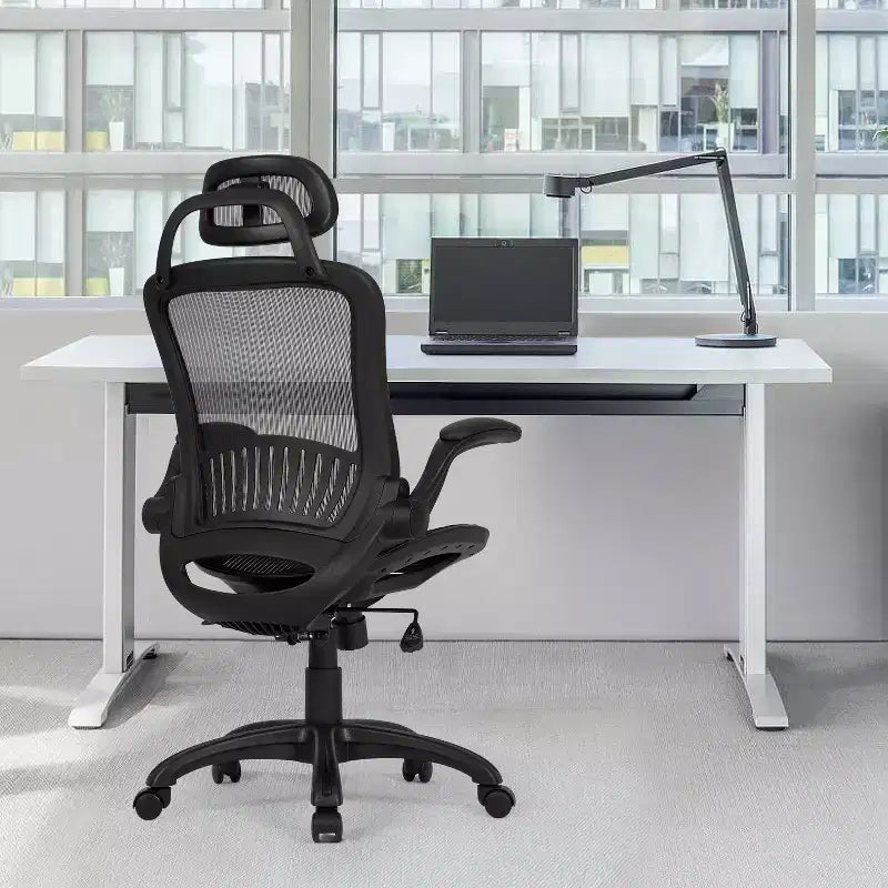 Mesh and Metal High-Back Swivel Office Chair with Adjustable Height and Armrests 19.2''x15.7''x28.1''