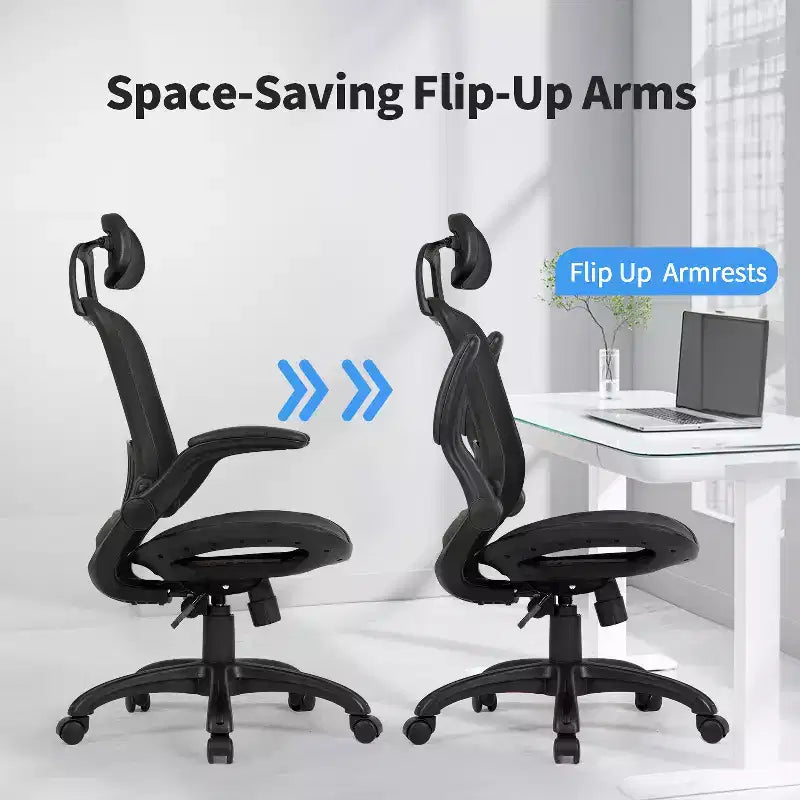 Mesh and Metal High-Back Swivel Office Chair with Adjustable Height and Armrests 19.2''x15.7''x28.1''