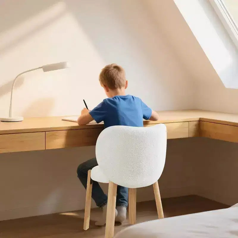 Sedia da Toilette Carina con Schienale a Cuore, Sgabello Moderno in Tessuto Teddy per Toeletta, Casa, Ufficio, Camera da Letto, Sala da Pranzo e Soggiorno