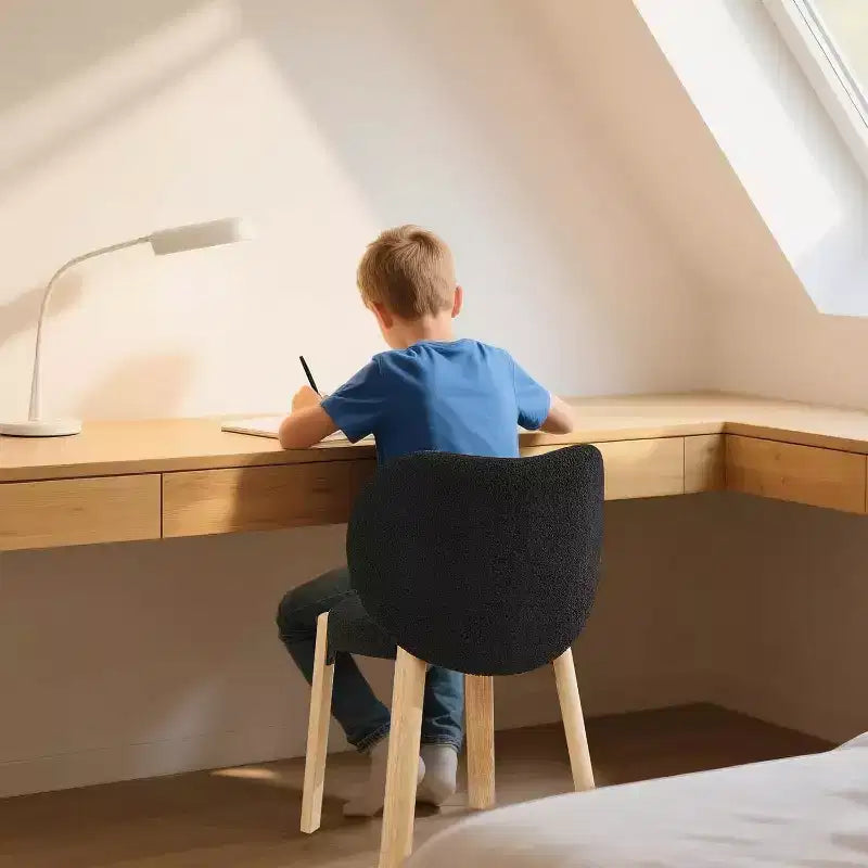 Sedia da Toilette Carina con Schienale a Cuore, Sgabello Moderno in Tessuto Teddy per Toeletta, Casa, Ufficio, Camera da Letto, Sala da Pranzo e Soggiorno