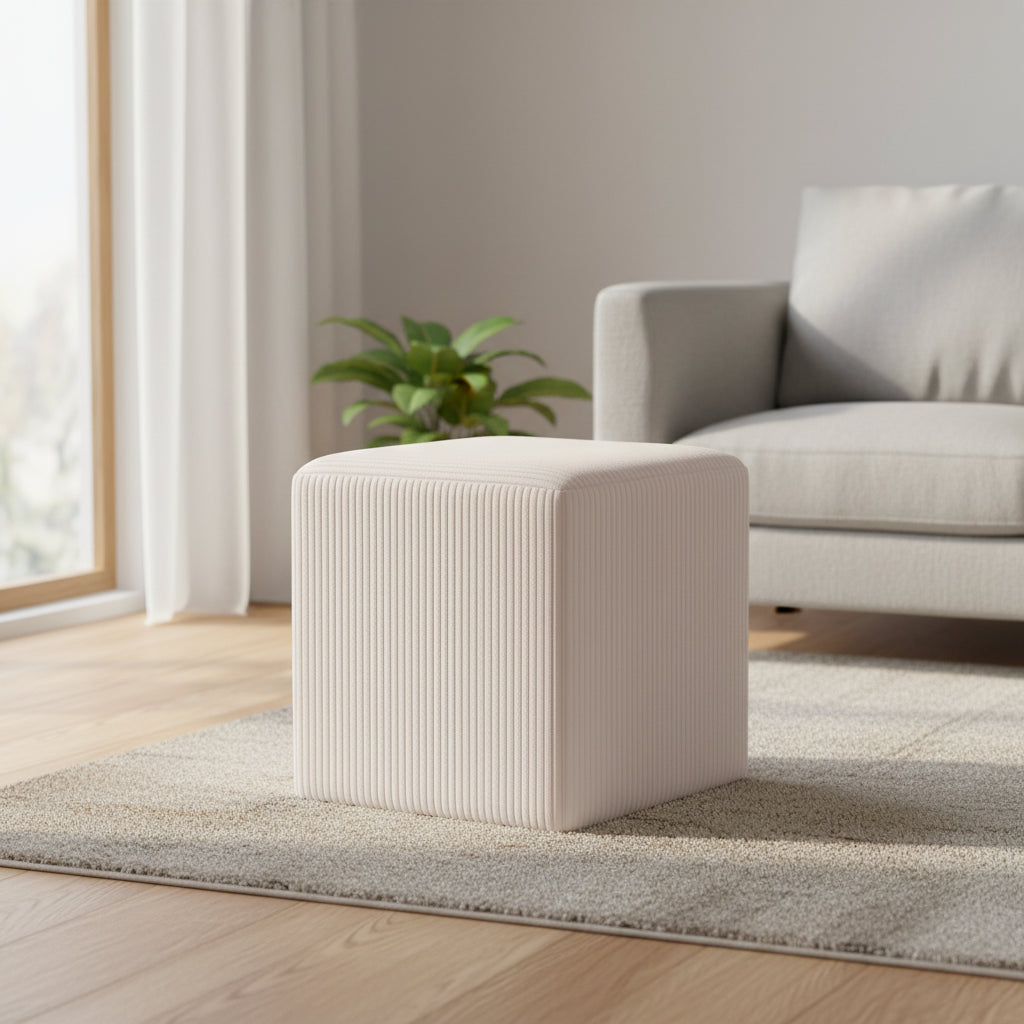 Meridian Furniture,Roy Microsuede Fabric Ottoman/Stool