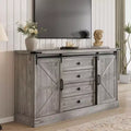 Madia Credenza con Contenitore, Porta TV da Fattoria con Anta Scorrevole a Granaio, Grande Tavolo da Buffet per Sala da Pranzo, Cucina e Soggiorno