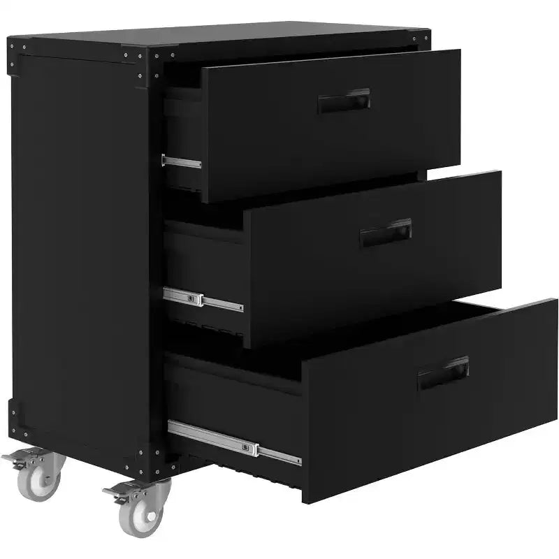 3-Drawer Rolling Tool Cabinet Heavy-Duty Garage Storage on Wheels Mobile Metal Workbench for Warehouse Basement Workshop