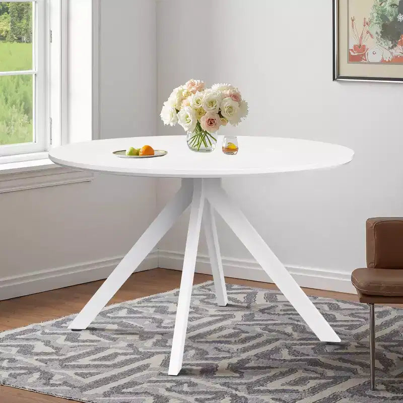 Tavolo da pranzo rotondo in legno da 119 cm con struttura in metallo – Posti a sedere 4-6