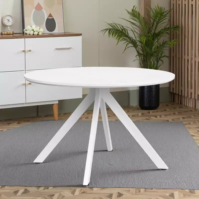 Tavolo da pranzo rotondo in legno da 119 cm con struttura in metallo – Posti a sedere 4-6