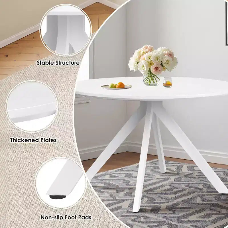 Tavolo da pranzo rotondo in legno da 119 cm con struttura in metallo – Posti a sedere 4-6