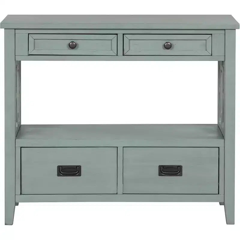 36 Inch Console, Farmhouse Entry, Solid Wood Sideboard Buffet Cabinet, Sofa Table with 4 Drawers & 1 Storage Shelf for Entryway, Hallway Kitchen