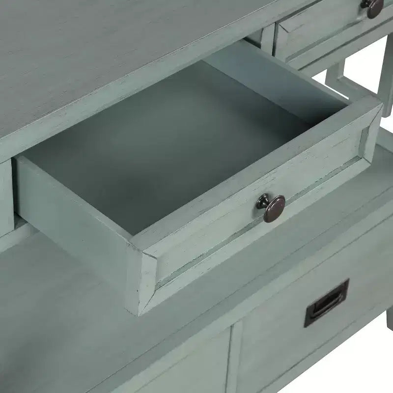 Consolle da 36 pollici, Ingresso Stile Rustico, Credenza a buffet in legno massello, Tavolo da divano con 4 cassetti e 1 ripiano per ingresso, corridoio o cucina