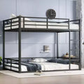 Metal Queen over Queen Bunk Bed for Teens and Adults Space-Saving and No Box Spring Needed Black