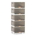 Costway 5-Cube Stackable Storage Bins with Detachable Wheels 22.5 Gal Large Organizer