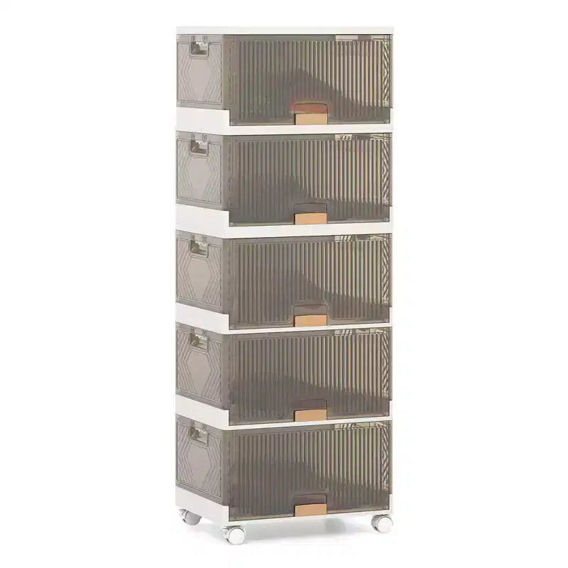 Costway 5-Cube Stackable Storage Bins with Detachable Wheels 22.5 Gal Large Organizer