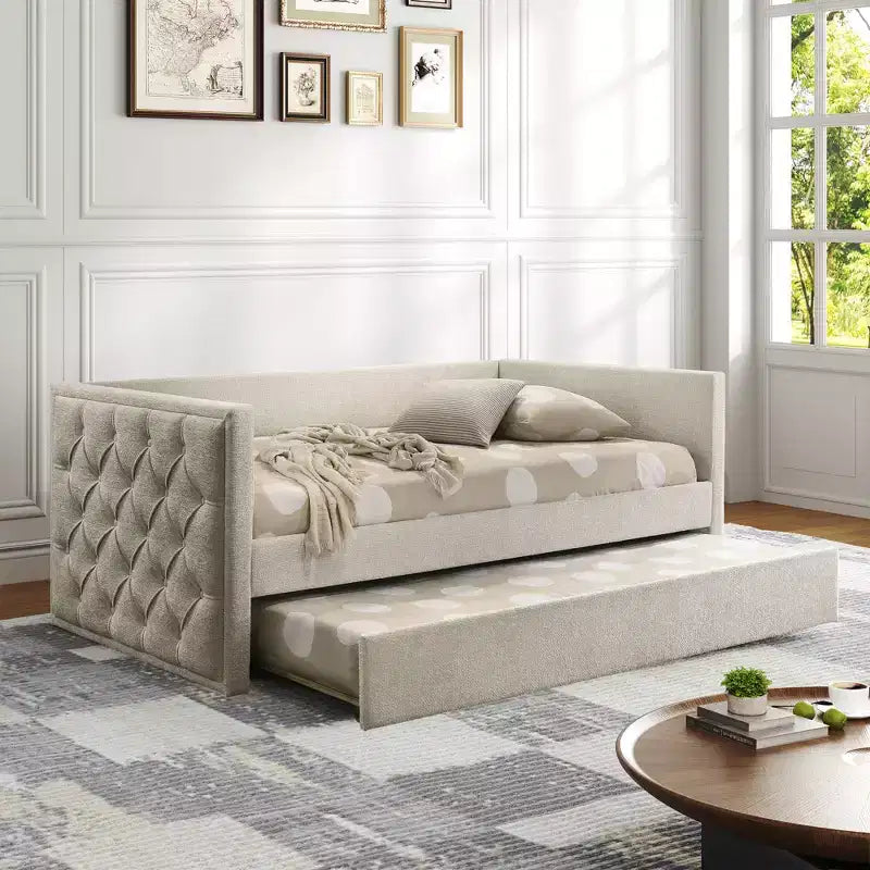 Modern Twin Divano Letto con Letto Estraibile e Piattaforma Predisposta per Materasso