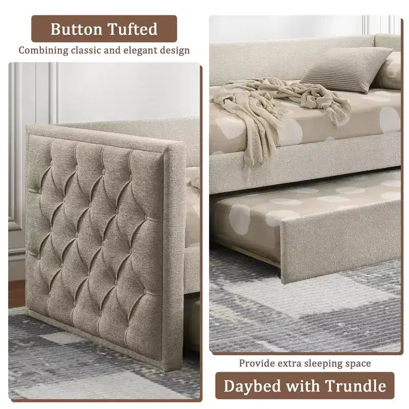 Modern Twin Divano Letto con Letto Estraibile e Piattaforma Predisposta per Materasso