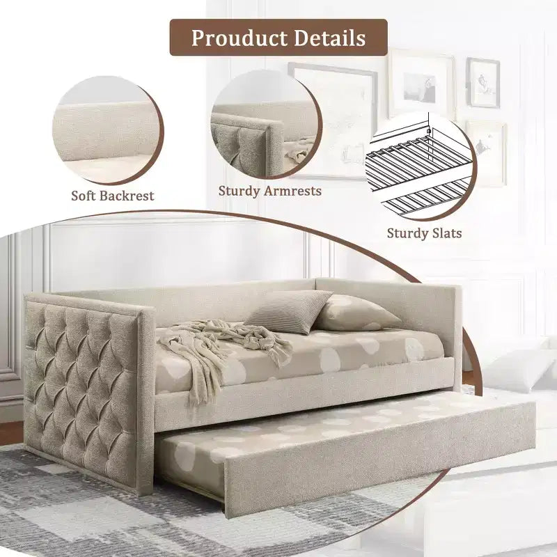 Modern Twin Divano Letto con Letto Estraibile e Piattaforma Predisposta per Materasso
