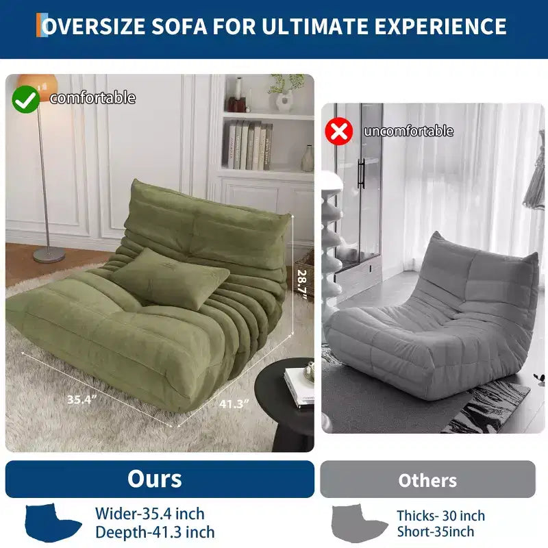 Divano Teddy da 69 Pollici, Divanetto a Sacco con Seduta Profonda, Divani Imbottiti per Soggiorno, Camera da Letto, Appartamento
