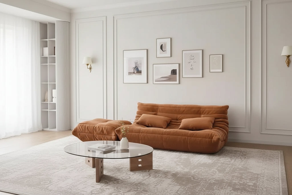 69 Inch Teddy Sofa,Loveseat Bean Bag Couch with Deep Seat,Upholstered Couches for Living Room,Bedroom,Apartment