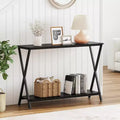 Coolmee 2-Tier Narrow Console Table, Small Entryway Table, Display Table with Shelves, Sofa Table for Living Room Hallway Entryway Foyer
