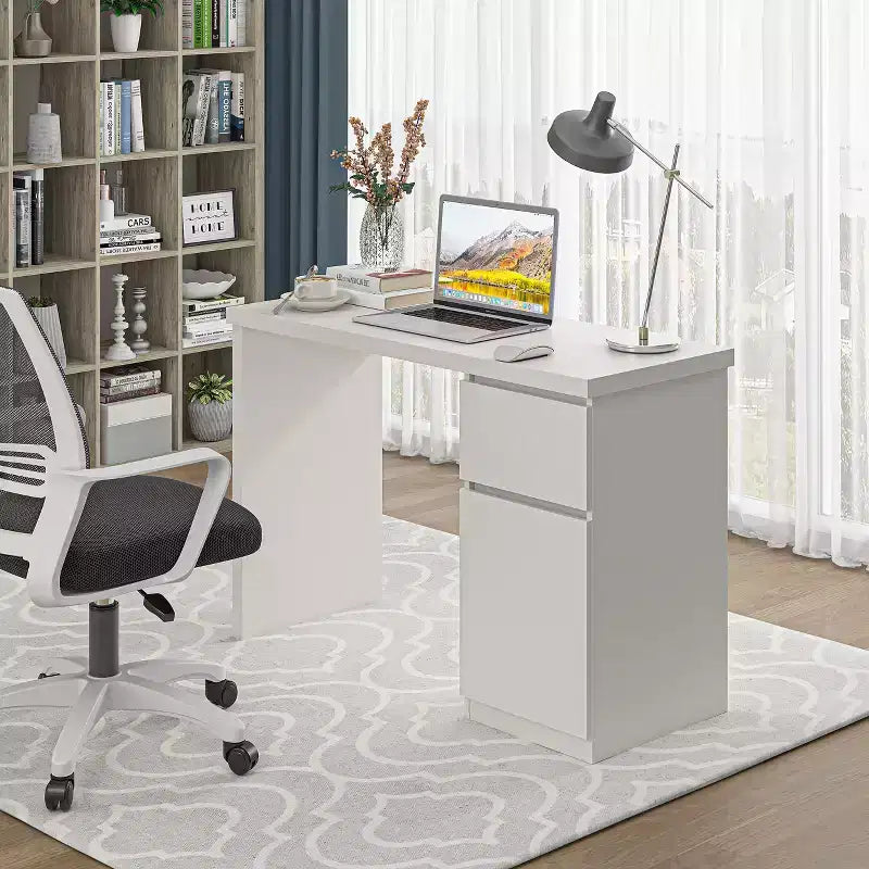 Scrivania da 43" per ufficio con cassetti – Bianco