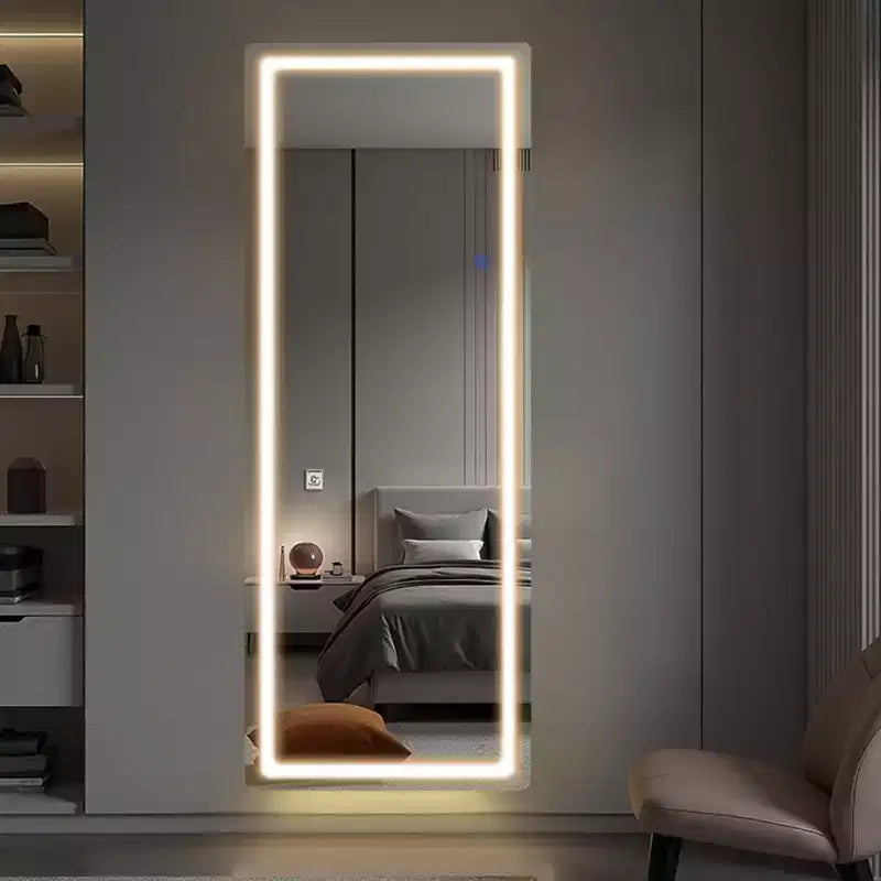 Aluminum Alloy Full Body Rectangle Mirror with Stand 15.75''x62.99''