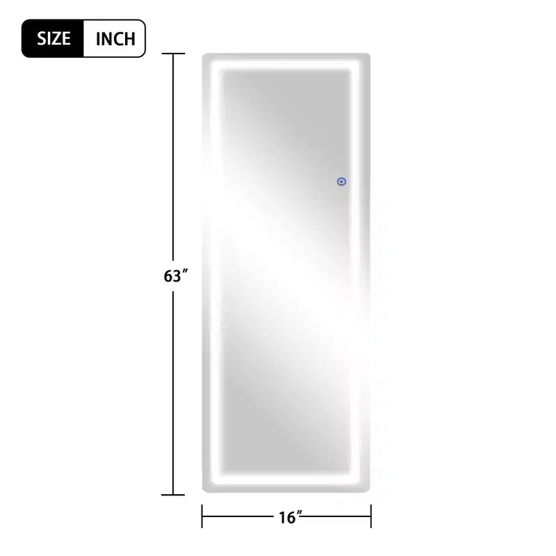Aluminum Alloy Full Body Rectangle Mirror with Stand 15.75''x62.99''