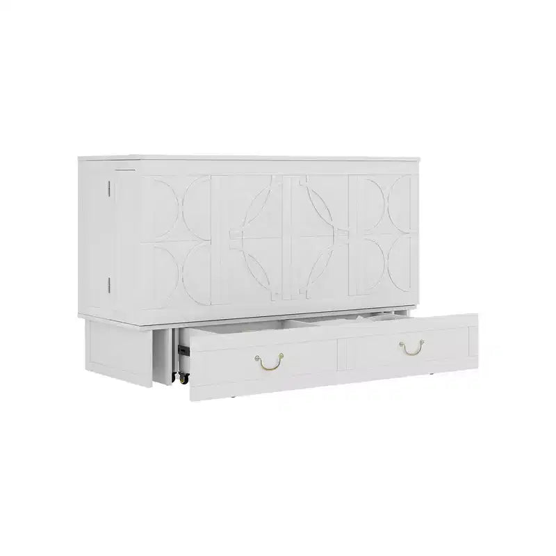 Letto a scomparsa Queen con telaio in legno massello, cassetti e caricatore integrato 62,05''x39,76''