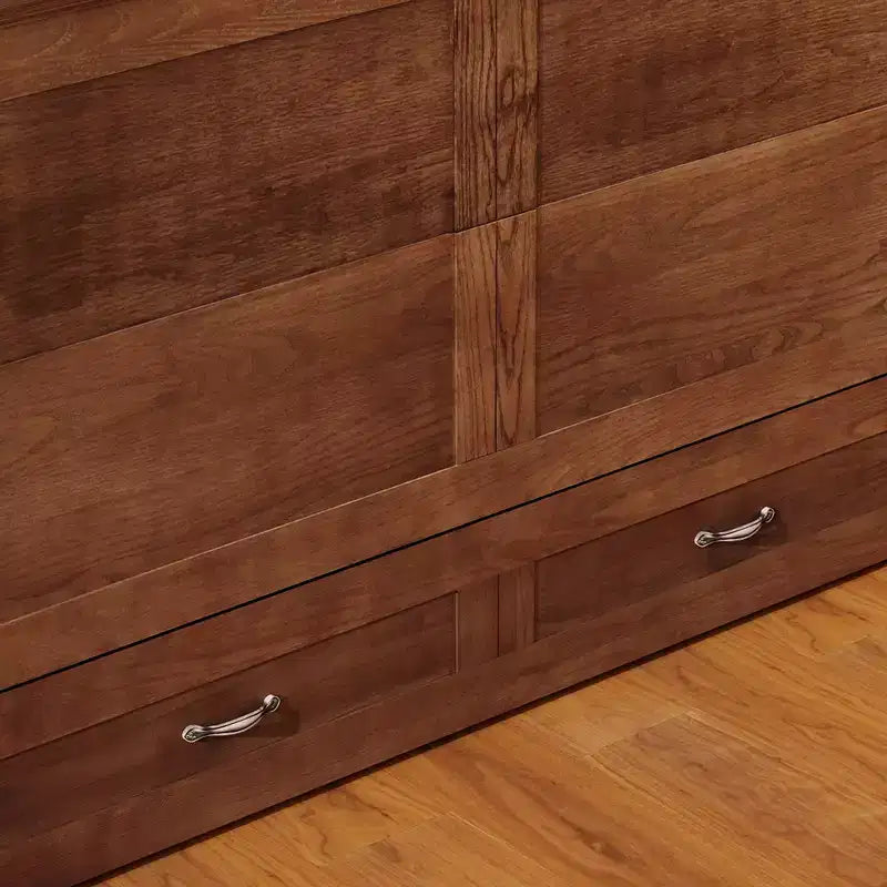 Letto a scomparsa Queen con telaio in legno massello, cassetti e caricatore integrato 62,05''x39,76''