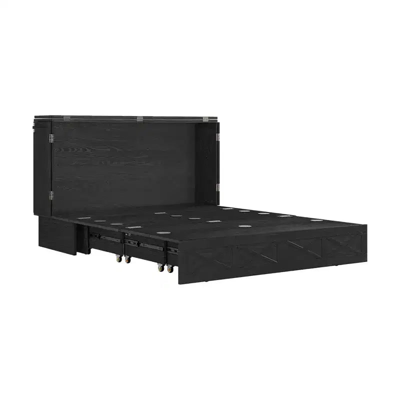 Keloyid Haimyy Solid Wood Frame Queen Murphy Bed Chest with Built-in Charger and Strong Drawer