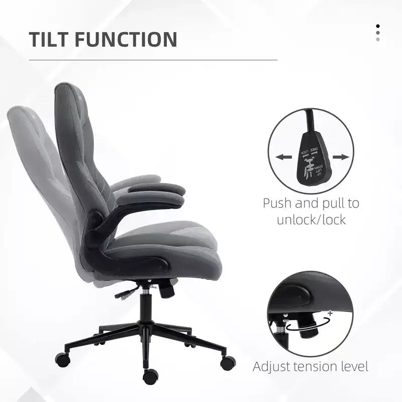 Polyester High-Back Ergonomic Office Chair with Flip-Up Armrests 27.3''x48''
