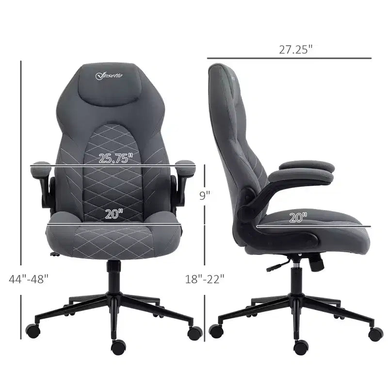 Sedia da ufficio ergonomica con schienale alto in poliestere e braccioli ribaltabili 27,3''x48''