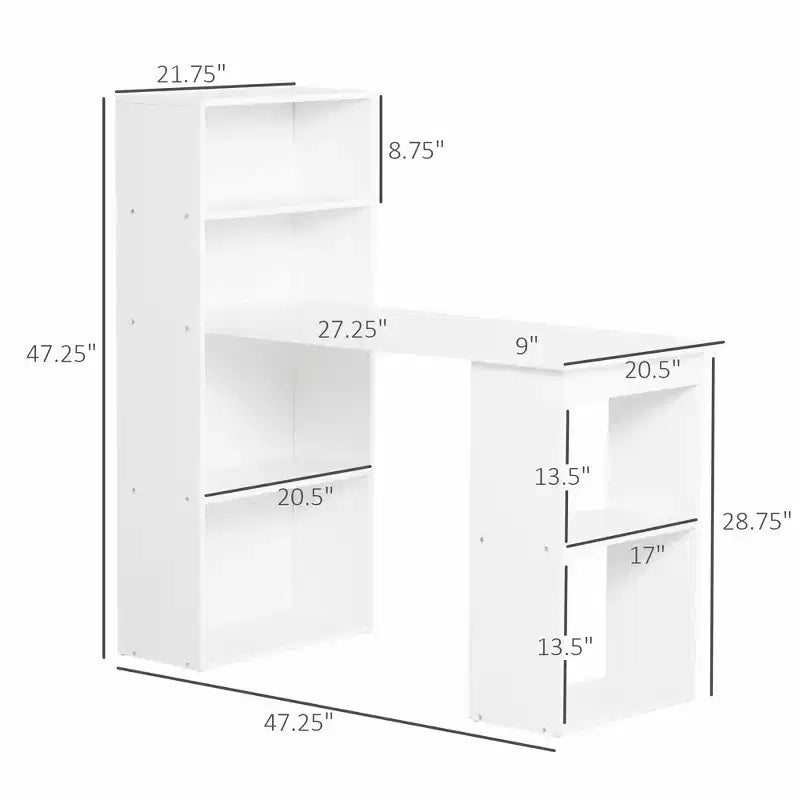 Scrivania da ufficio in MDF con scaffali a 6 ripiani 120x120 cm