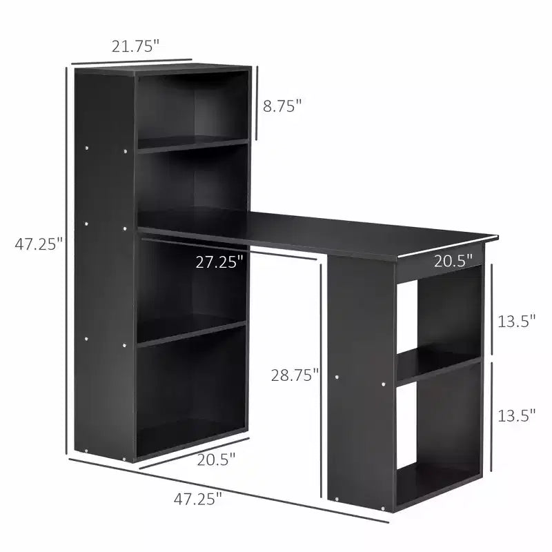 MDF Home Office Desk with 6-Tier Storage Shelves 47.25''x47.25''