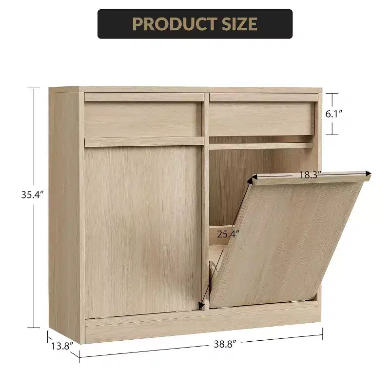 Pattumiera a scomparsa in MDF con cassetto superiore 35x50x90 cm