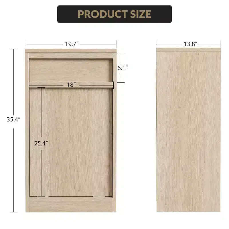 MDF Tilt-Out Trash Cabinet with Top Drawer 13.8''x19.7''x35.4''