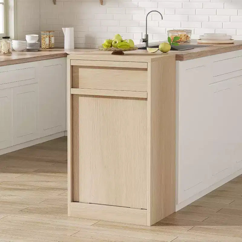 Pattumiera a scomparsa in MDF con cassetto superiore 35x50x90 cm