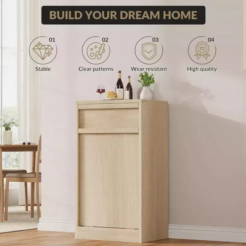 Pattumiera a scomparsa in MDF con cassetto superiore 35x50x90 cm
