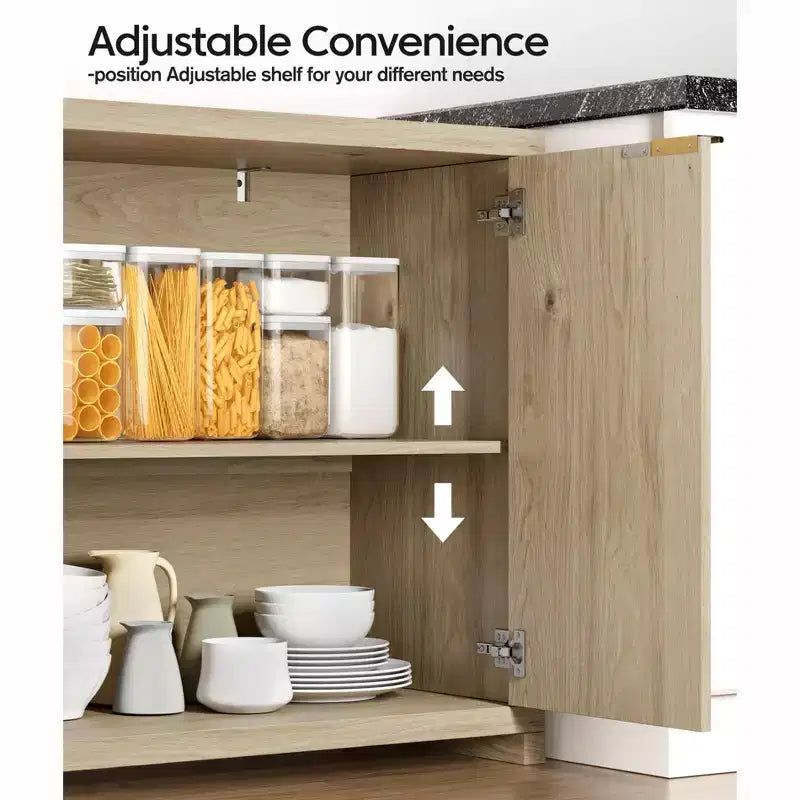 Credenza/Mobile Buffet in Legno d'Acero Scanalato con 4 Ante a Chiusura Ammortizzata 39.6 cm P