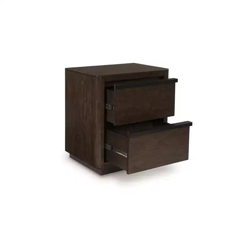 Comodino con 2 cassetti in impiallacciatura di legno di mango Marrone scuro 26''x18''x32.75''