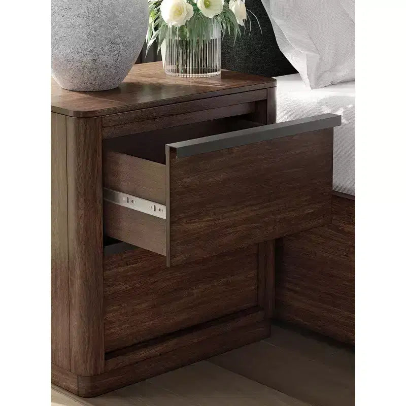 Comodino con 2 cassetti in impiallacciatura di legno di mango Marrone scuro 26''x18''x32.75''