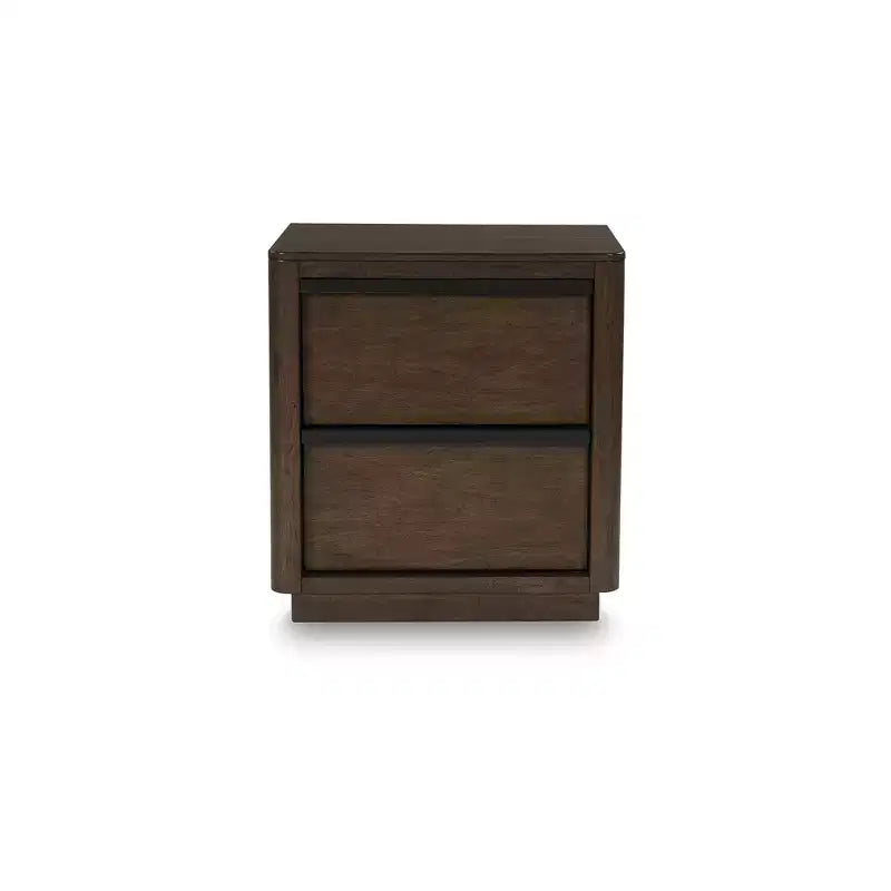 Mango Wood Veneer 2-Drawer Nightstand Dark Brown 26''x18''x32.75''